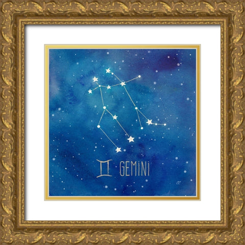 Star Sign Gemini Gold Ornate Wood Framed Art Print with Double Matting by Coulter, Cynthia