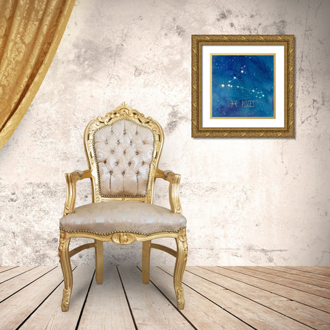 Star Sign Pisces Gold Ornate Wood Framed Art Print with Double Matting by Coulter, Cynthia