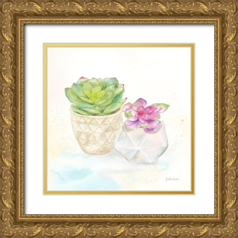 Sweet Succulent Pots III Gold Ornate Wood Framed Art Print with Double Matting by Coulter, Cynthia