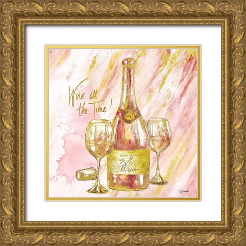 Rose All Day I (Wine All The Time) Gold Ornate Wood Framed Art Print with Double Matting by Tre Sorelle Studios