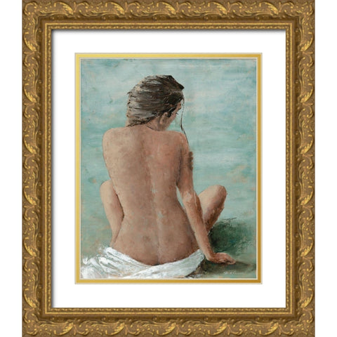 Study of a Woman II (head right) Gold Ornate Wood Framed Art Print with Double Matting by Cusson, Marie Elaine