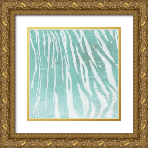 Soft Animal Prints Blue Tiger Gold Ornate Wood Framed Art Print with Double Matting by Cusson, Marie Elaine