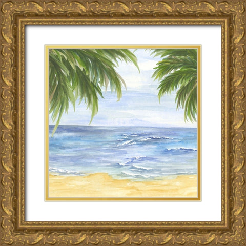 Beach and Palm Fronds II  Gold Ornate Wood Framed Art Print with Double Matting by Reed, Tara