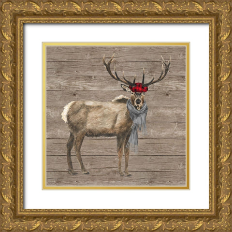 Warm in the Wilderness Deer Gold Ornate Wood Framed Art Print with Double Matting by Reed, Tara