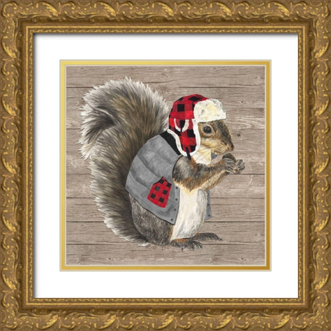 Warm in the Wilderness Squirrel Gold Ornate Wood Framed Art Print with Double Matting by Reed, Tara