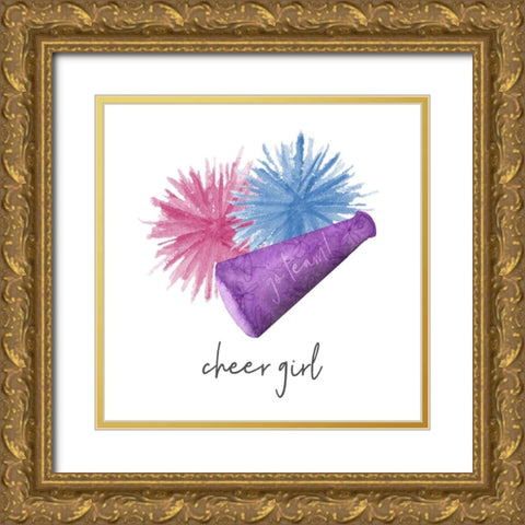 Sports Girl Cheer Gold Ornate Wood Framed Art Print with Double Matting by Noonday Design