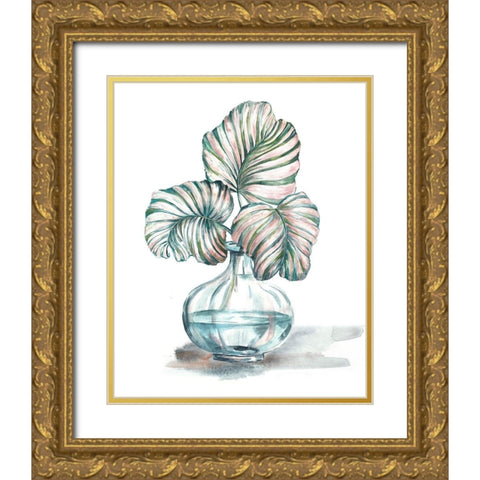 Island Tropics Frond in Bottle IV Gold Ornate Wood Framed Art Print with Double Matting by Tre Sorelle Studios