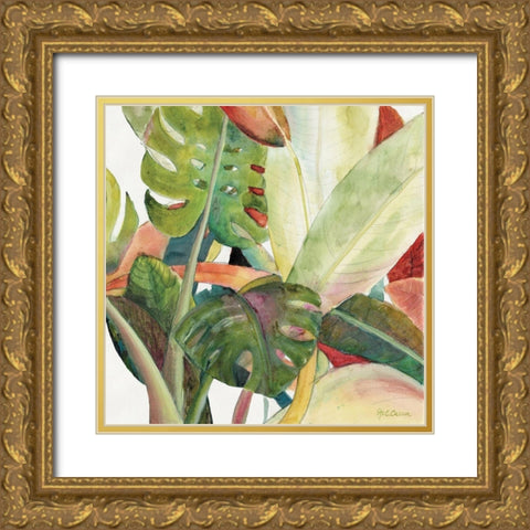 Tropical Lush Garden square I Gold Ornate Wood Framed Art Print with Double Matting by Cusson, Marie-Elaine