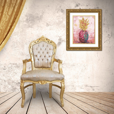 Painted Pineapple I Gold Ornate Wood Framed Art Print with Double Matting by Cusson, Marie-Elaine