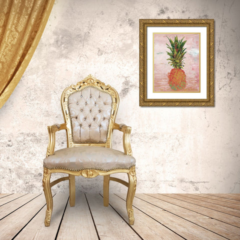 Painted Pineapple II Gold Ornate Wood Framed Art Print with Double Matting by Cusson, Marie-Elaine