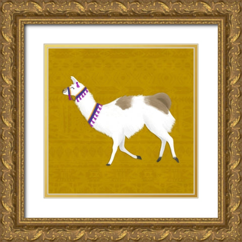 Lovely Llama Jewel Tones IV-Gold Gold Ornate Wood Framed Art Print with Double Matting by Noonday Design