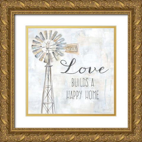 Windmill Love Sentiment Gold Ornate Wood Framed Art Print with Double Matting by Coulter, Cynthia