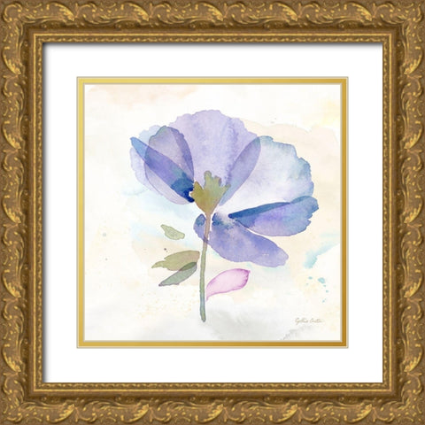 Poppy Single Purple Gold Ornate Wood Framed Art Print with Double Matting by CoulterCynthia