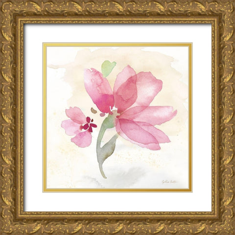 Poppy Single Pink Gold Ornate Wood Framed Art Print with Double Matting by CoulterCynthia
