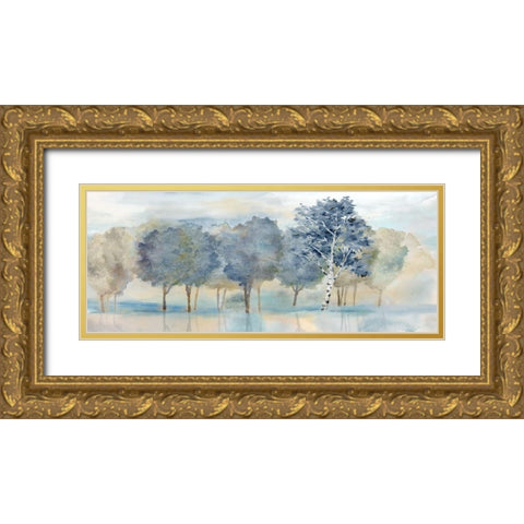 Treeline Reflection Panel Gold Ornate Wood Framed Art Print with Double Matting by CoulterCynthia