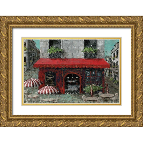 CafÃ© Monmartre Gold Ornate Wood Framed Art Print with Double Matting by Cusson, Marie-Elaine