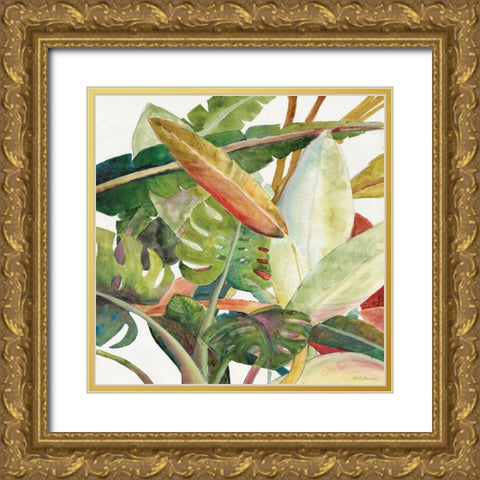 Tropical Lush Garden Square II Gold Ornate Wood Framed Art Print with Double Matting by Cusson, Marie-Elaine