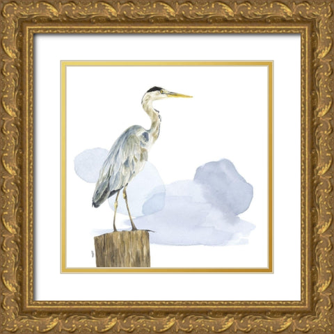 Birds of the Coast on White I Gold Ornate Wood Framed Art Print with Double Matting by Reed, Tara