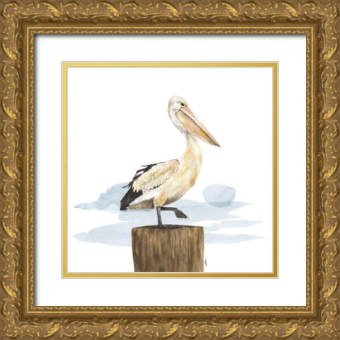 Birds of the Coast on White III Gold Ornate Wood Framed Art Print with Double Matting by Reed, Tara