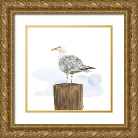 Birds of the Coast on White IV Gold Ornate Wood Framed Art Print with Double Matting by Reed, Tara