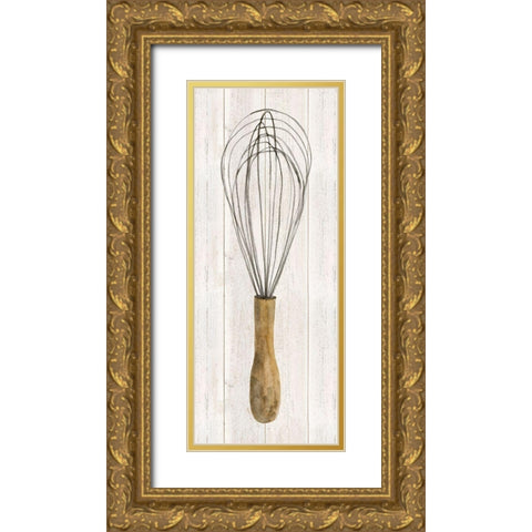 Vintage Kitchen Whisk Gold Ornate Wood Framed Art Print with Double Matting by Reed, Tara