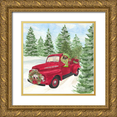 Dog Days of Christmas IV-Truck Gold Ornate Wood Framed Art Print with Double Matting by Reed, Tara