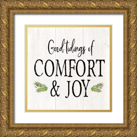 Peaceful Christmas II-Comfort and Joy black text Gold Ornate Wood Framed Art Print with Double Matting by Reed, Tara