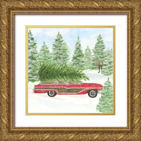 Sleigh Bells Ring IV-Tree Day Gold Ornate Wood Framed Art Print with Double Matting by Reed, Tara