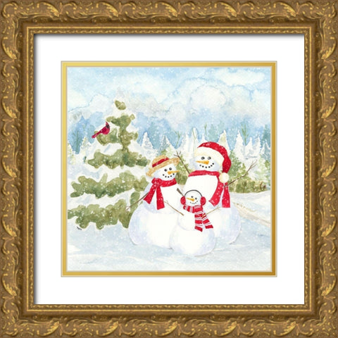 Snowman Wonderland I-Family Scene Gold Ornate Wood Framed Art Print with Double Matting by Reed, Tara