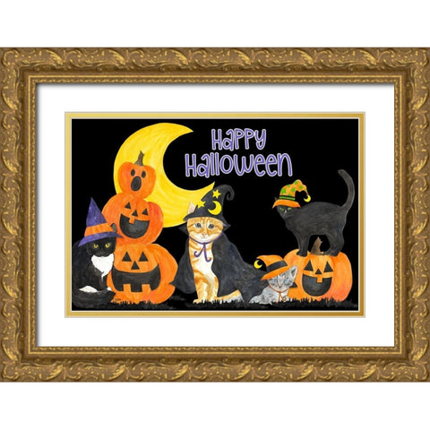 Fright Night Friends horizontal II Gold Ornate Wood Framed Art Print with Double Matting by Reed, Tara