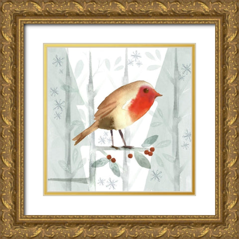 Christmas Hinterland III-Robin Gold Ornate Wood Framed Art Print with Double Matting by Northern Lights