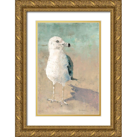 Beach Bird Gold Ornate Wood Framed Art Print with Double Matting by Cusson, Marie Elaine