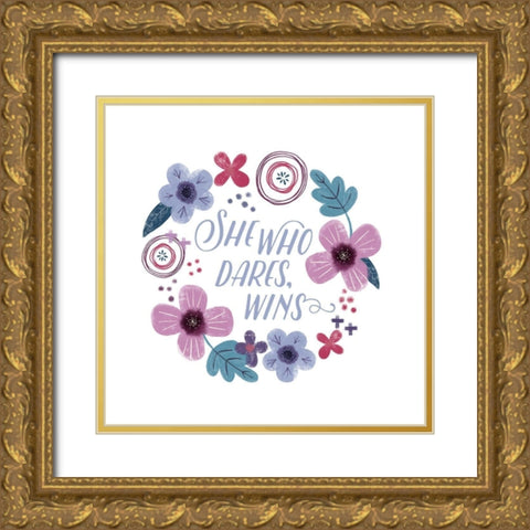 Fierce Girl II Dares Gold Ornate Wood Framed Art Print with Double Matting by Noonday Designs