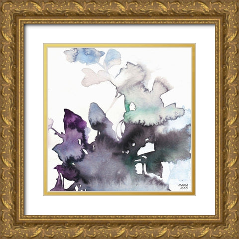 Watercolor Floral Pink Purple Trio III Gold Ornate Wood Framed Art Print with Double Matting by Bijou, Andrea