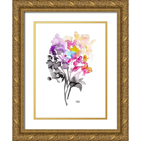Colorful Bouquet Gold Ornate Wood Framed Art Print with Double Matting by Bijou, Andrea