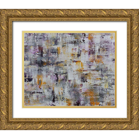 Gold Purple Grey Abstract Gold Ornate Wood Framed Art Print with Double Matting by Chapman, Marcy