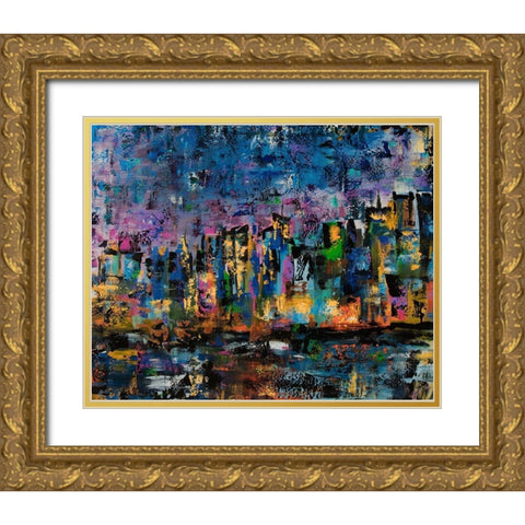 New York Abstract Gold Ornate Wood Framed Art Print with Double Matting by Chapman, Marcy