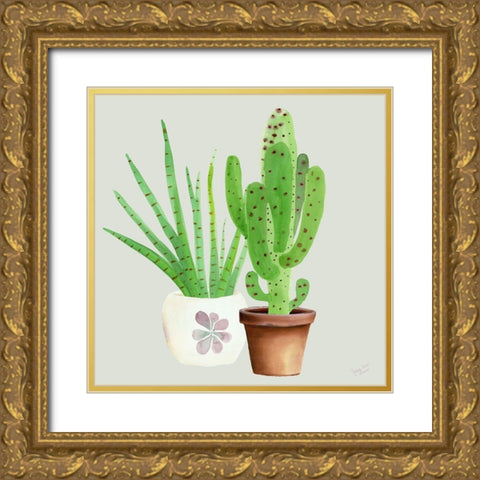 Succulent Symphony II clean Gold Ornate Wood Framed Art Print with Double Matting by Cusson, Marie Elaine