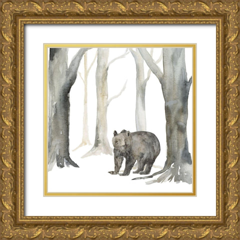 Winter Forest Bear Gold Ornate Wood Framed Art Print with Double Matting by Reed, Tara