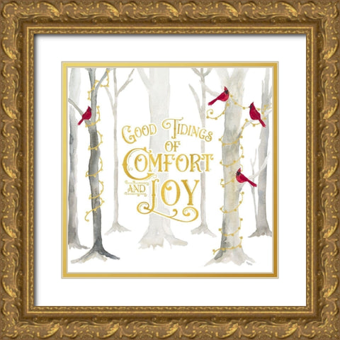 Christmas Forest I-Good Tidings Gold Ornate Wood Framed Art Print with Double Matting by Reed, Tara