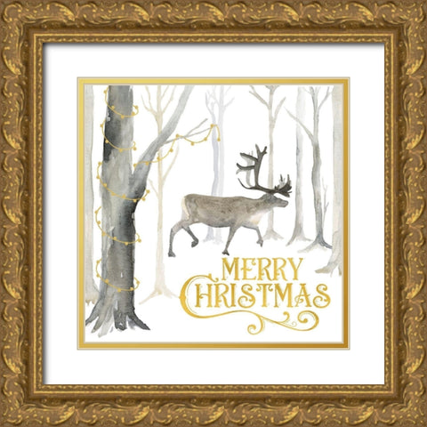 Christmas Forest II-Merry Christmas Gold Ornate Wood Framed Art Print with Double Matting by Reed, Tara