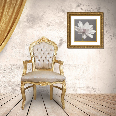 Vintage Lotus on Grey I Gold Ornate Wood Framed Art Print with Double Matting by Cusson, Marie Elaine