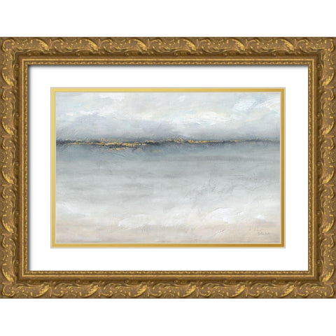 Serene Sea Grey Gold Landscape Gold Ornate Wood Framed Art Print with Double Matting by Coulter, Cynthia