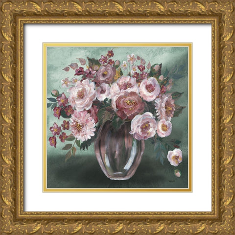 Romantic Moody Florals Gold Ornate Wood Framed Art Print with Double Matting by Tre Sorelle Studios