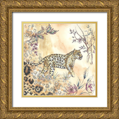 Leopard on neutral II Gold Ornate Wood Framed Art Print with Double Matting by Tre Sorelle Studios