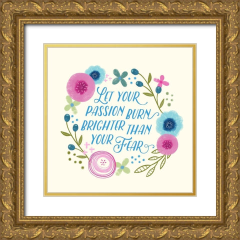 Fierce Girl Pink III Gold Ornate Wood Framed Art Print with Double Matting by Noonday Design