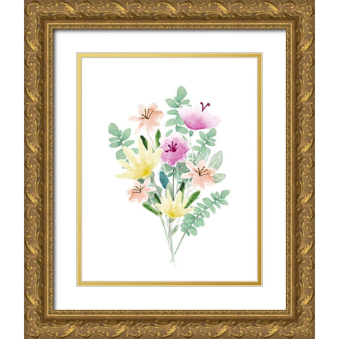 Flower Burst II Gold Ornate Wood Framed Art Print with Double Matting by Hartworks