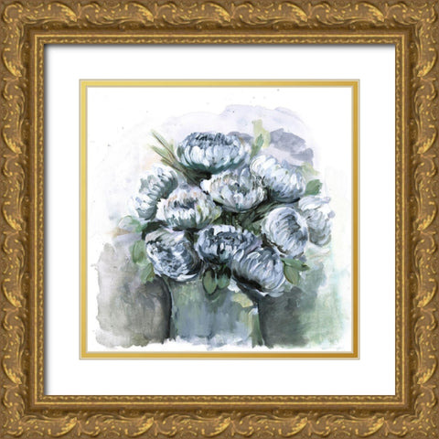 Potted Chrysanthemums Gold Ornate Wood Framed Art Print with Double Matting by Chapman, Marcy
