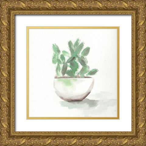 Watercolor Cactus Still Life III Gold Ornate Wood Framed Art Print with Double Matting by Chapman, Marcy