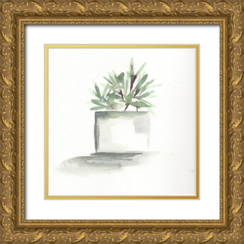 Watercolor Cactus Still Life IV Gold Ornate Wood Framed Art Print with Double Matting by Chapman, Marcy